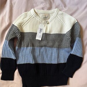 Peek Multi-Stripe Sweater in Blue & navy and White